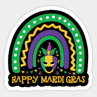 Rainbow Happy Mardi Gras Sticker